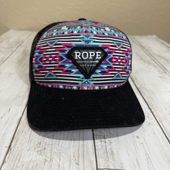 Hooey Women's "Rope Like a Girl" Snapback Hat Adjustable Multicolor Aztec - Picture 1 of 8